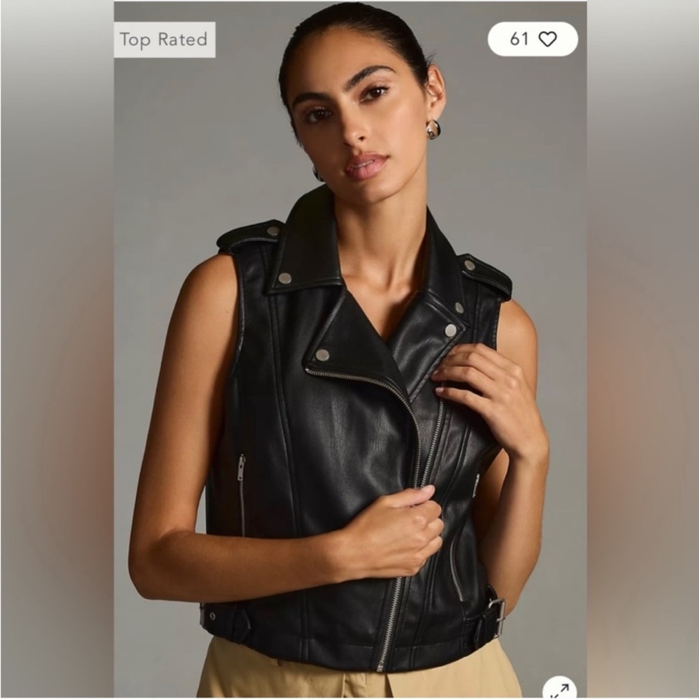 Anthroplogie Moto pleather biker vest